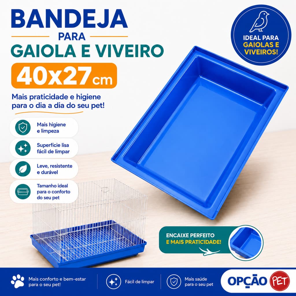 Bandeja  para Gaiola e Viveiro 40x27  Azul