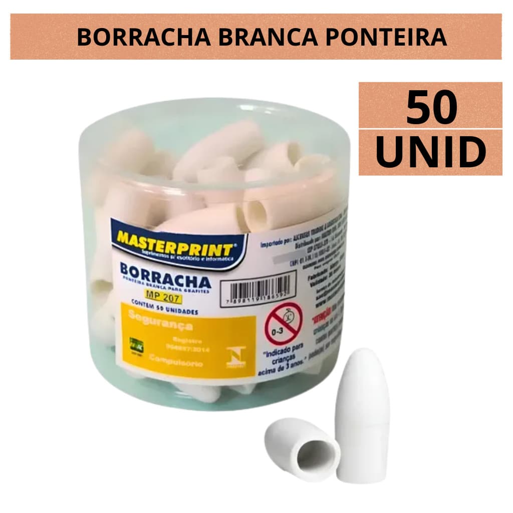 Kit 50 Borracha Ponteira Branca Atacado Escolar Lápis Macia Não Borra Não Rasga Atacado Papelaria Escritório Escolar