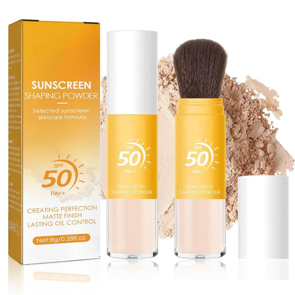 Pó Fixador Mineral com Protetor Solar SPF 50 PA++, Pó Mineral com Pincel, Controle de Oleosidade, Acabamento Matte, Pó S