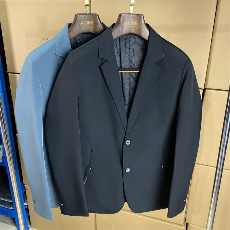 Primavera outono fino algodão Blazer masculino negócios Casual único trabalho ocidental Commuter terno topo D21