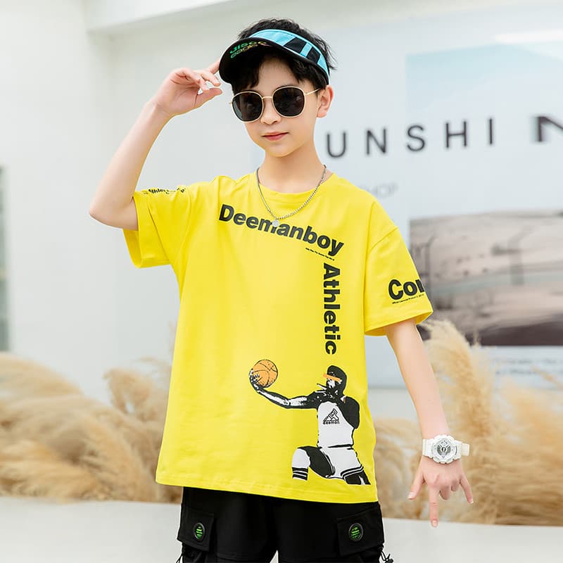 GILE meninos camiseta de manga curta puro algodão moda crianças 2022 verão roupas infantis Street Wear grandes crianças
