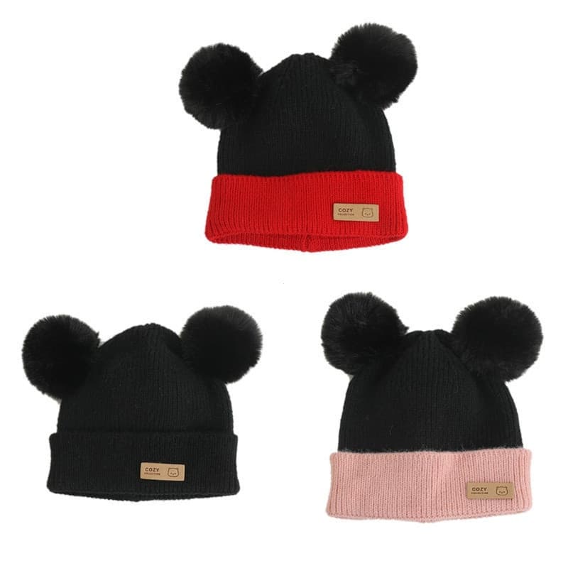 Treeling Inverno Quente Chapéu Grandes Pompons Crianças Bebê Gorro Boné Hairball Urso Para Menino Menina