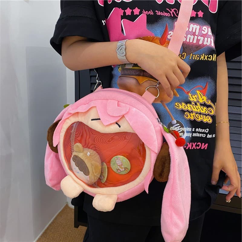 Hatsune miku fufu saco de dor boneca bonito macio 2023 masculino feminino miku presente único ombro duplo saco de armaze