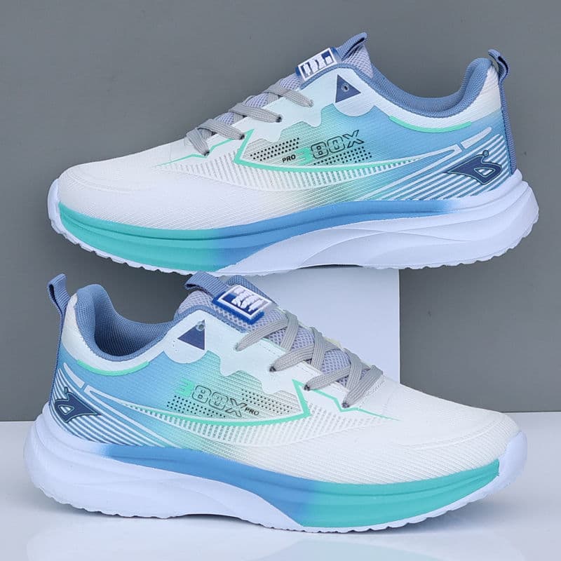Sapatos masculinos de verão malha respirável tênis de corrida leve e confortável sapatos esportivos azul branco gradient