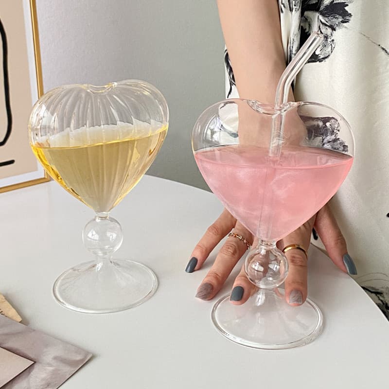 Ins estilo influenciador amor palha de vidro barra de vidro mistura suco bebida Cocktail taça