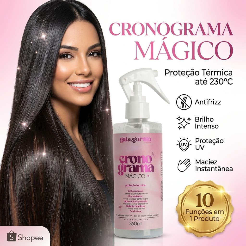 Protetor Térmico 8 em 1 Capilar Antifrizz Cronograma Antiquebra Finalizador Gata Garota