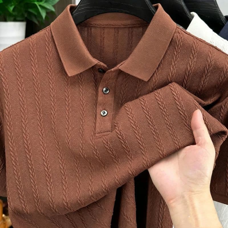 Camiseta masculina de manga curta de verão lapela estilo dinheiro antigo camisa POLO de malha Casual estilo fino Top leg