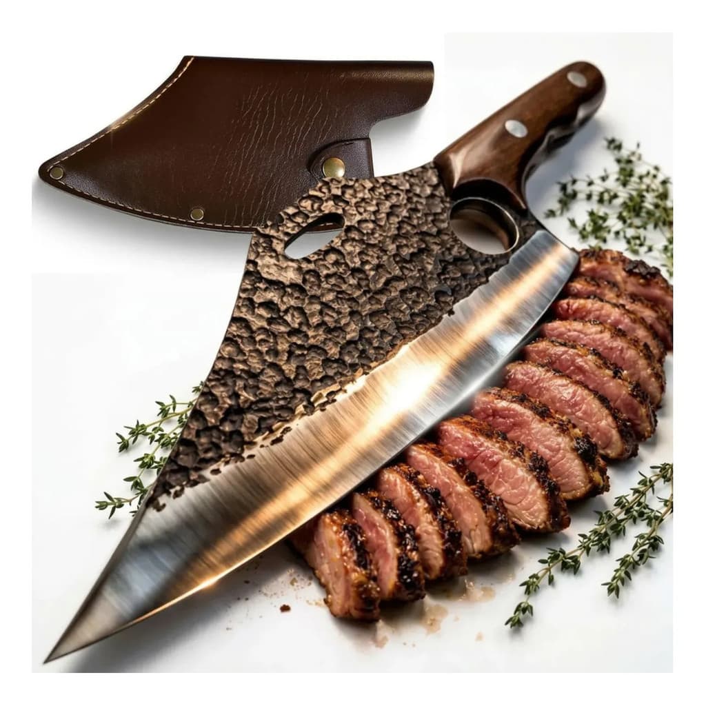 Faca Cutelo Artesanal Churrasco Cozinha Rustico Com Bainha