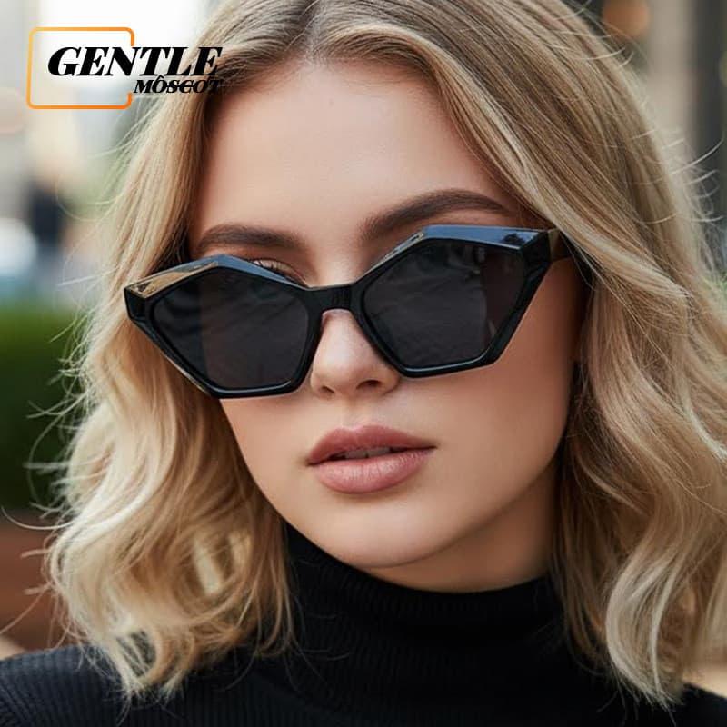 (GENTLE MOSCOT) Óculos De Sol Retrô Vintage Polígono Olho De Gato Feminino , Antirreflexo Para Pasar Malam E Lepak Noite
