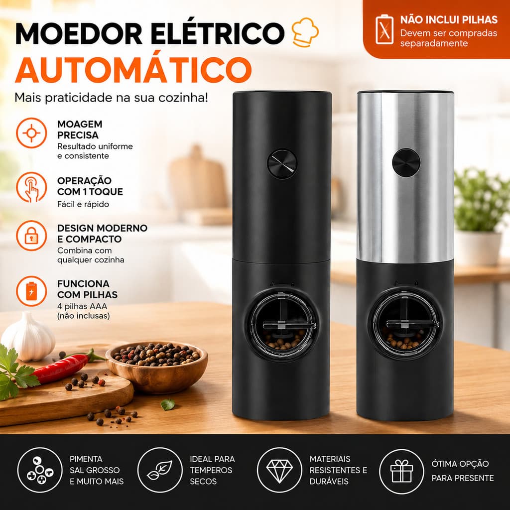Moedor Elétrico De Sal Pimenta Temperos Condimentos Automático Com Ajuste de Moagem best
