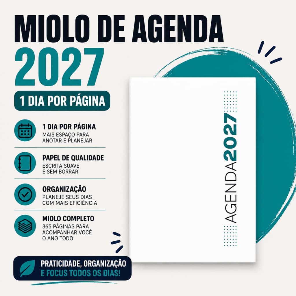 Miolo Agenda 2027 Premium Planejamento Diário 365 Páginas Completo