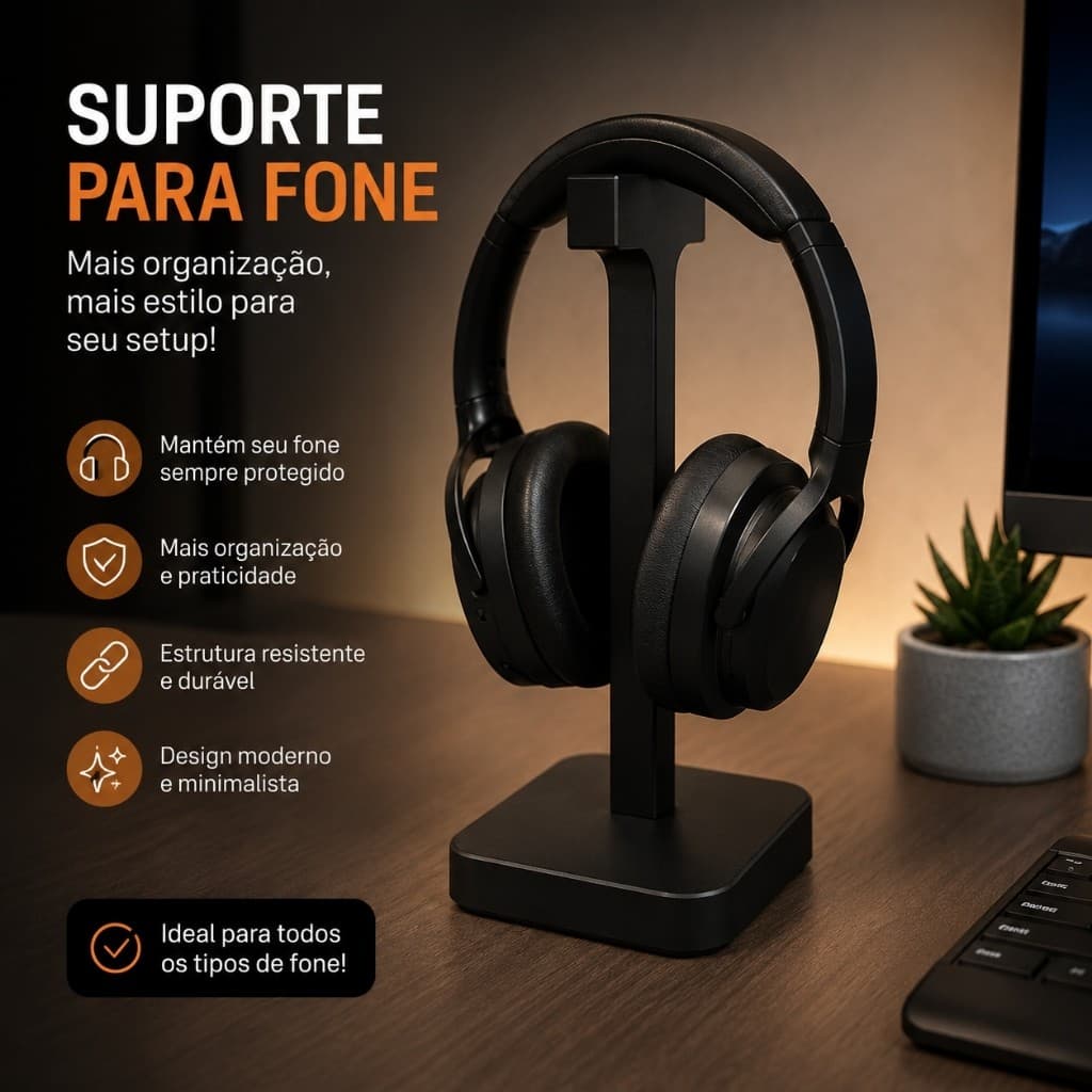 Suporte Para Fones De Ouvido Headset Gamer Organizador De Mesa Design Moderno Decorativo