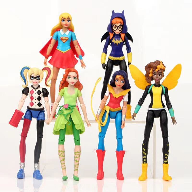 Conjunto de 6 peças de figuras de ação de heroínas lendárias: Catwoman, Batgirl, Super Heroína, Joker, Super Heroína 6PL