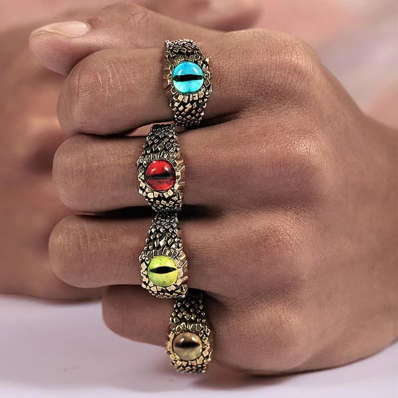 Anel de olho dominador de olho de demônio masculino feminino anel aberto pulseira