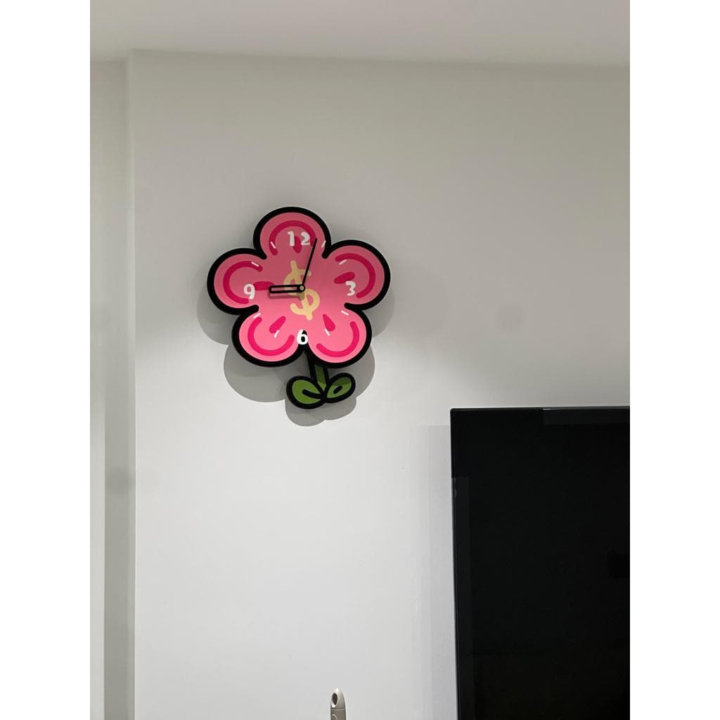 Relógio de parede com flor de desenho animado, relógio de parede para sala de estar 2025, criativo, casa, quarto, suspen