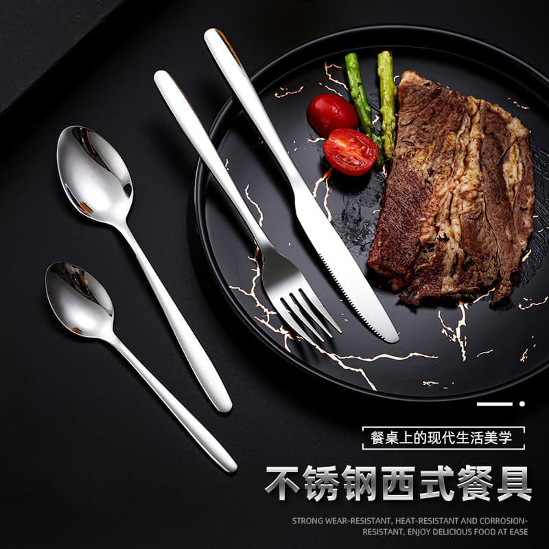 Comida ocidental bife talheres colher placa conjunto doméstico estilo coreano faca de mesa aço inoxidável garfo colher t