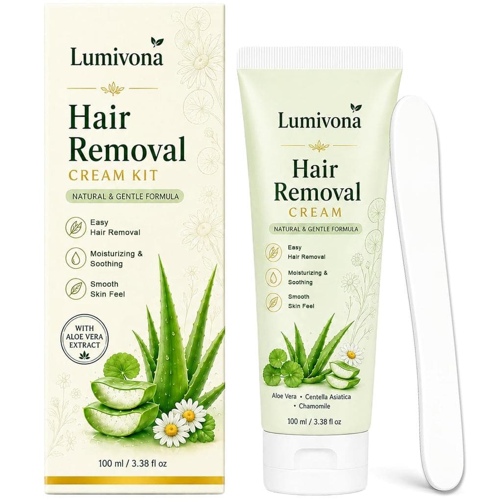 Creme Depilatório Natural Lumivona, com Cica, Camomila e Aloe Vera, Creme Depilatório Suave para Pele Sensível, para Mul