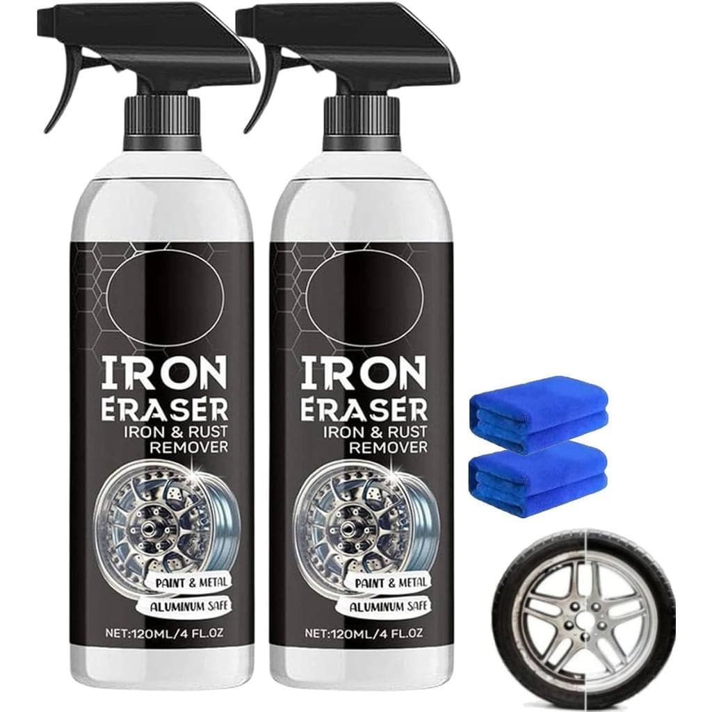 Spray Removedor de Ferrugem Iron Eraser, Spray Removedor de Pó de Ferro 2026 para Rodas e Pintura de Carros, Removedores