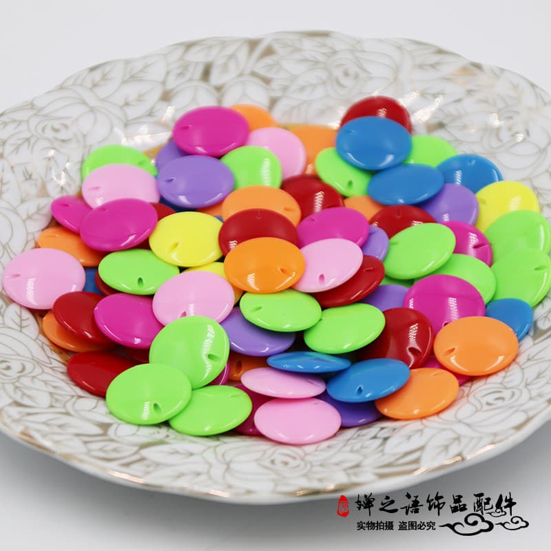 Diy jóias artesanais miçangas Material 20mm buraco lateral inclinado plana contas redondas contas acrílicas coloridas 50