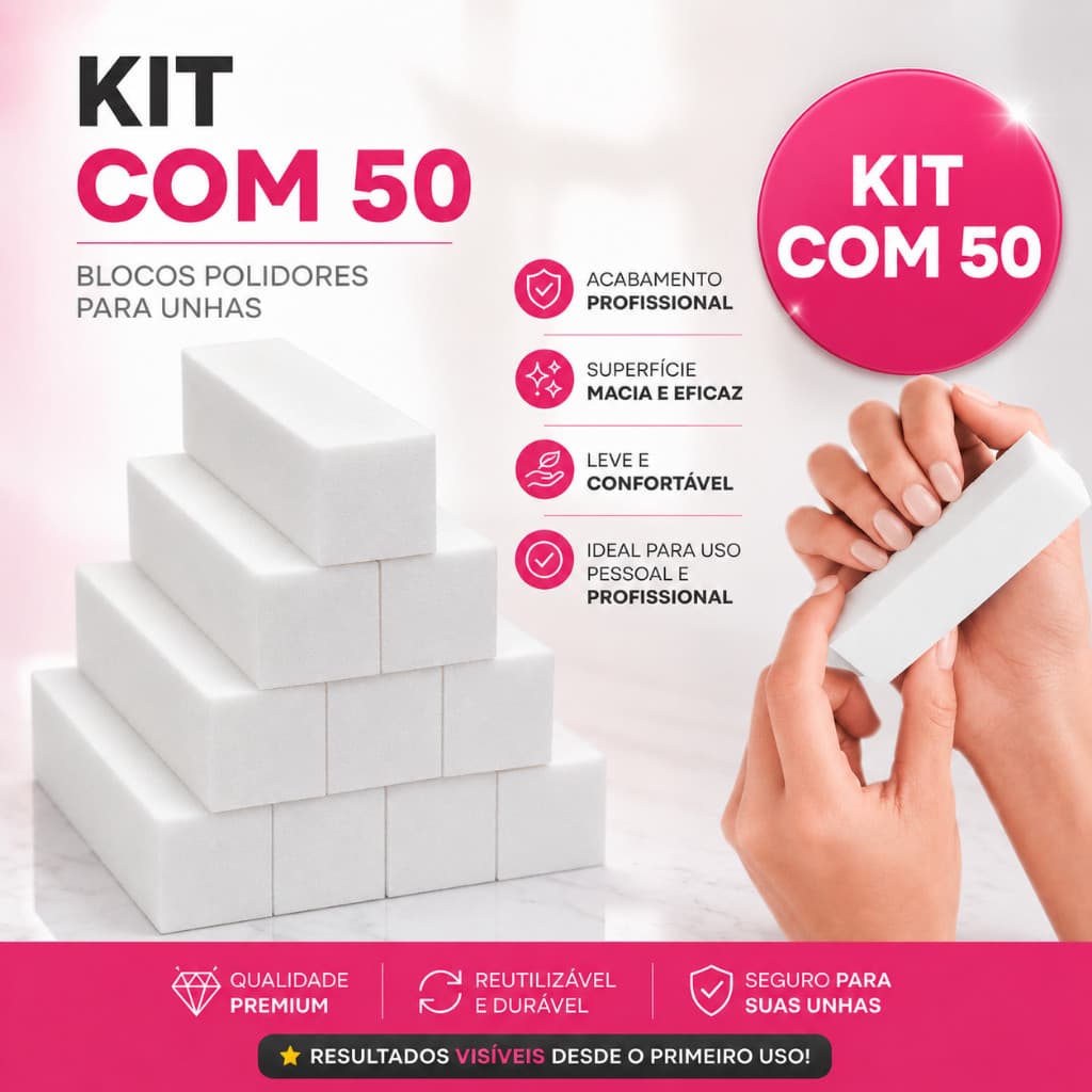 KIT LIXAS BLOCO POLIDORA DE UNHAS E TIPS ALONGAMENTO Gel Porcelana