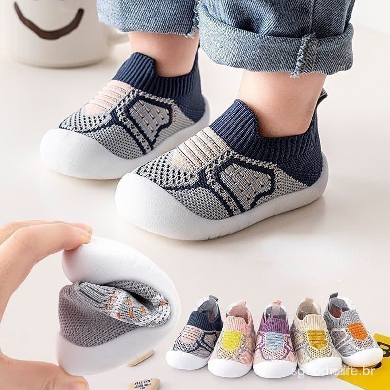 Meias Para Sapatos De Bebê Sem Sola De Borracha Deslizante Crianças Meninas De Malha Soft Boys