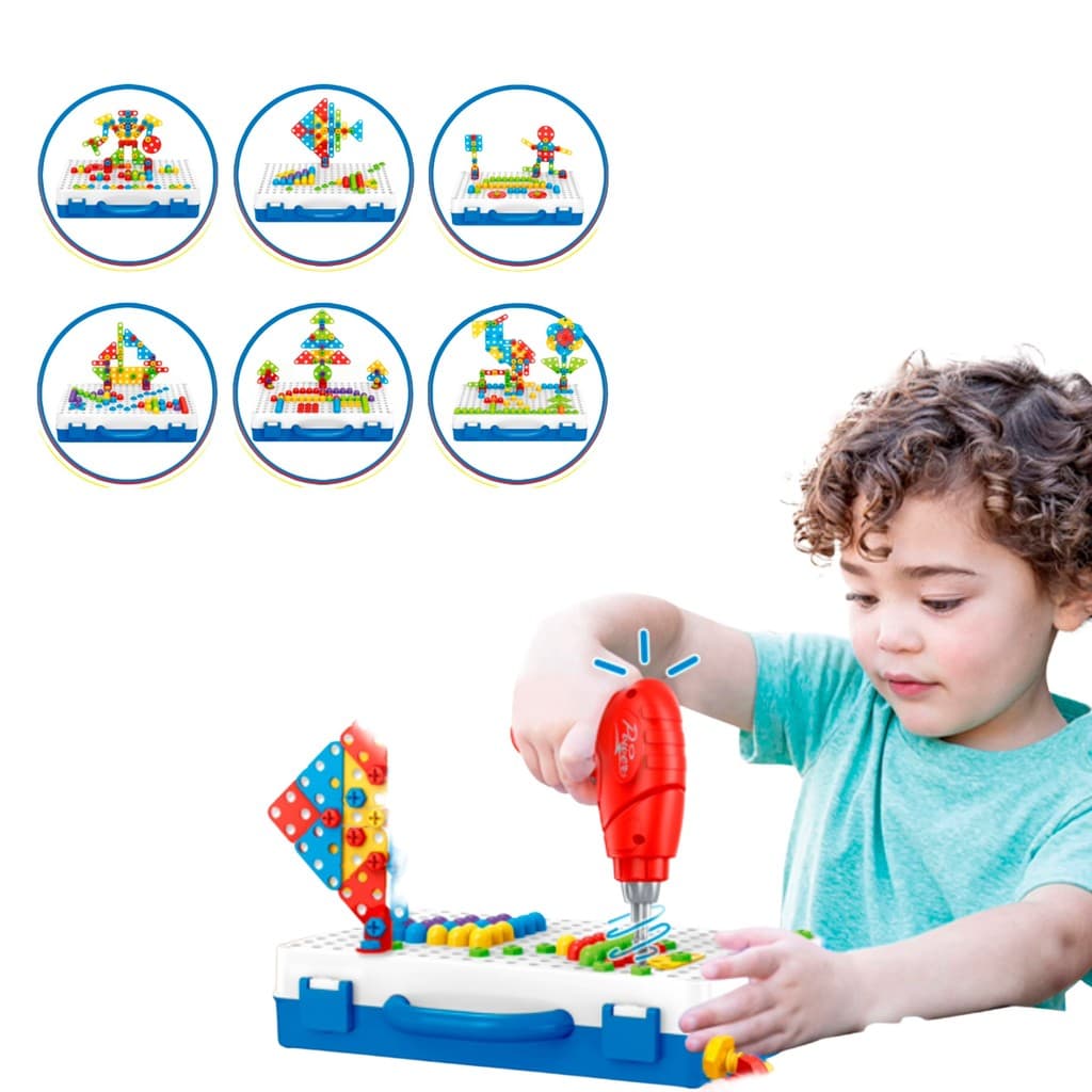 Brinquedo de Montar com Ferramentas – Parafusadeiradeira Elétrica + Tabuleiro – Ideal para Crianças