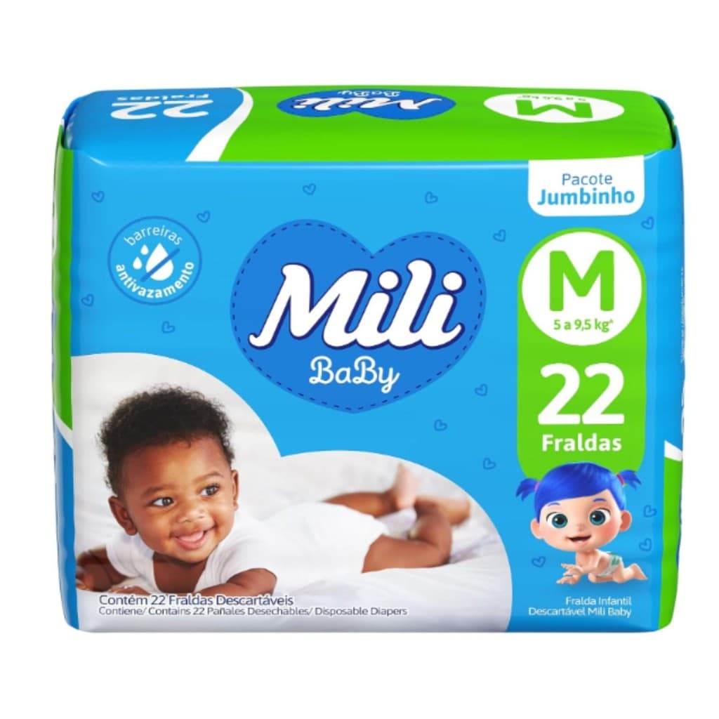 Fralda Jumbinho M 22 Unidades Conforto e Proteção – Mili
