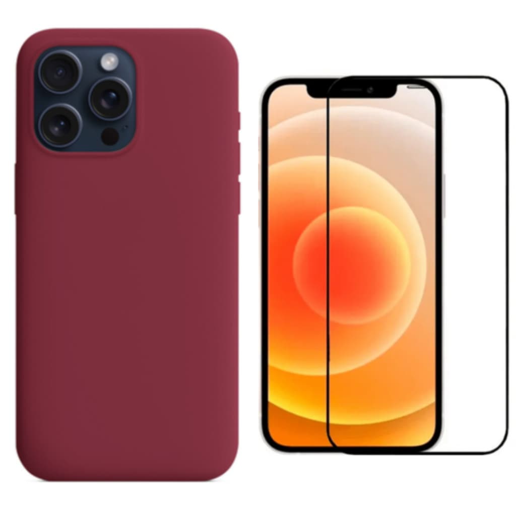 Capa Capinha Para iPhone 12 Pro Max Vinho Aveludada + Película 3D