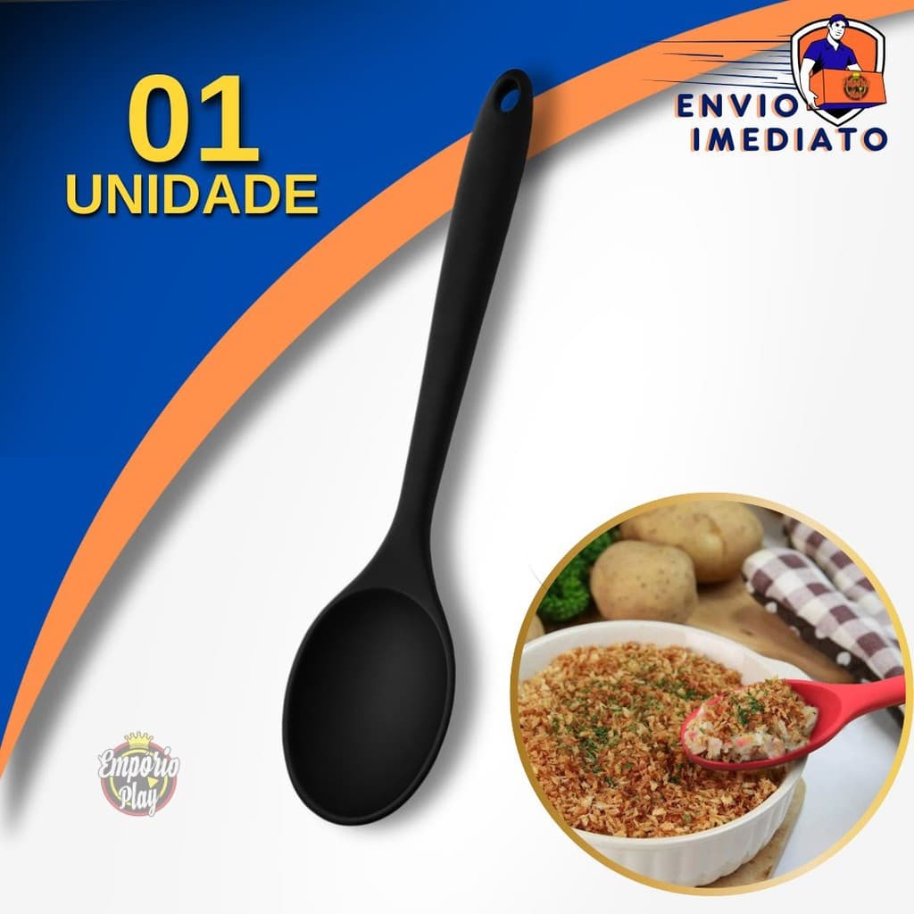 Colher Silicone Utensilio de Cozinha que Não Arranha Panela para Arroz Mexer Ovos