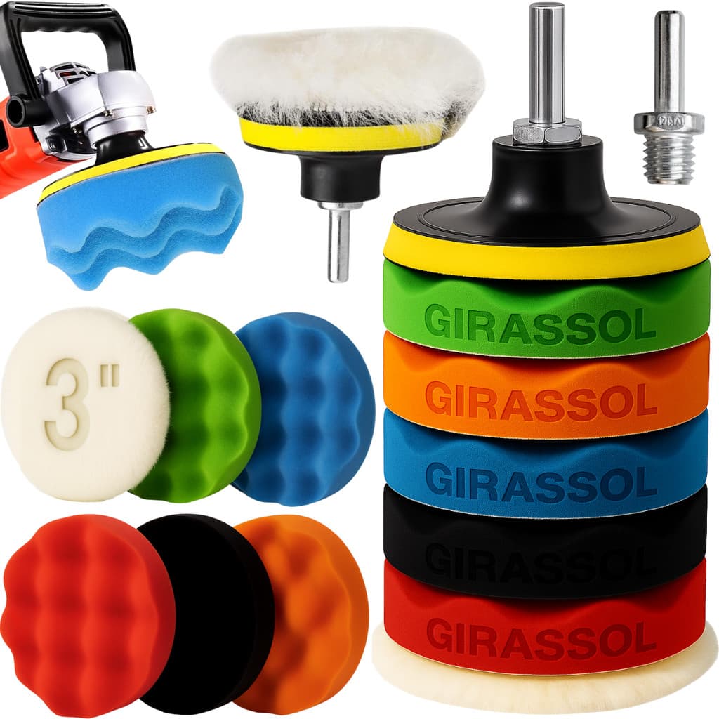 Kit 8 Peças 3 Pol. 80mm Disco Espuma Boina Lã Prato Pino M14 Polimento Automotivo KP6