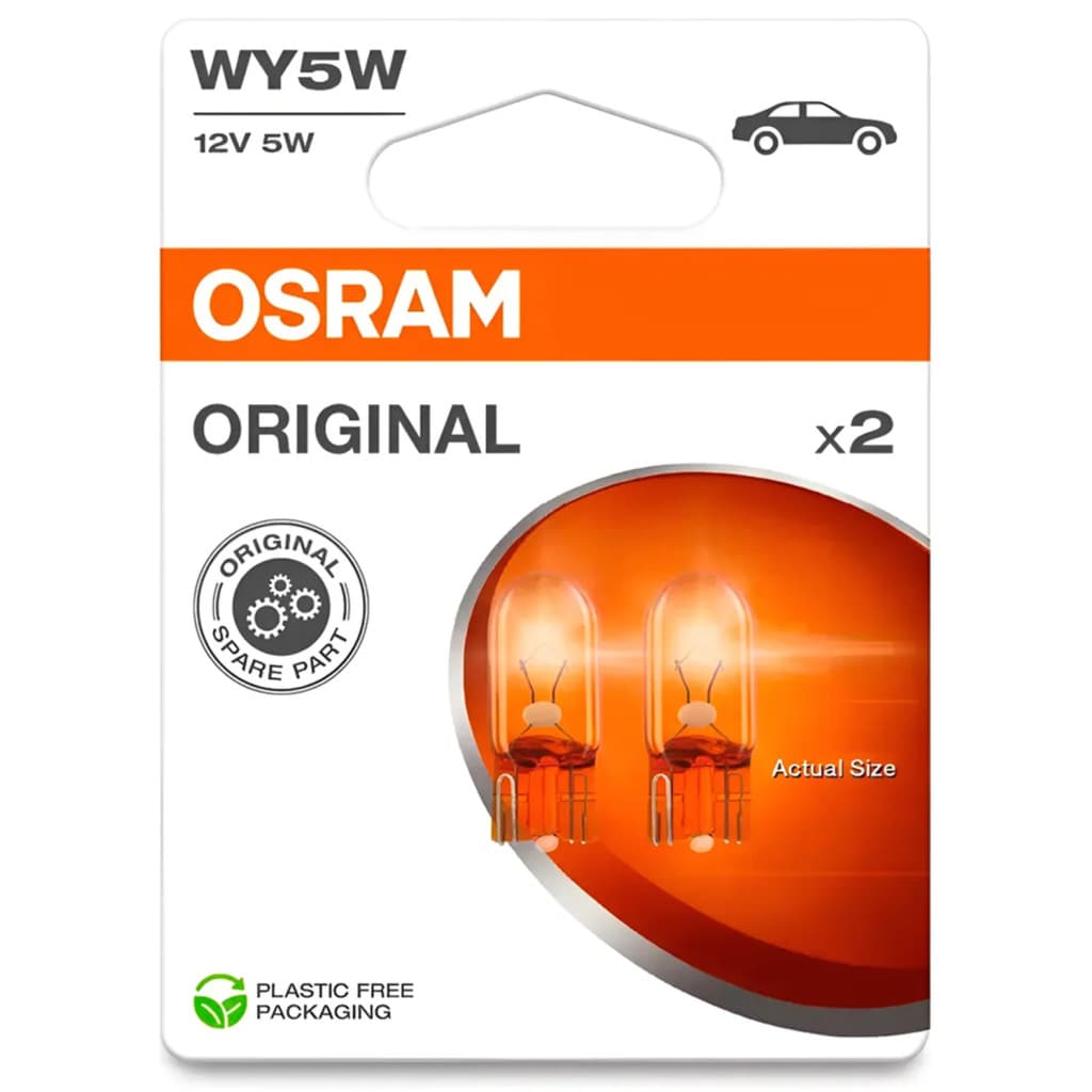 Par Lâmpadas P/ Sinalização Osram Original Wy5w 12v 5w Ambar