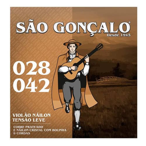 Corda 028042 Nailon tensão leve Cristal Com Bolinha Para Violão São Gonçalo 6 cordas