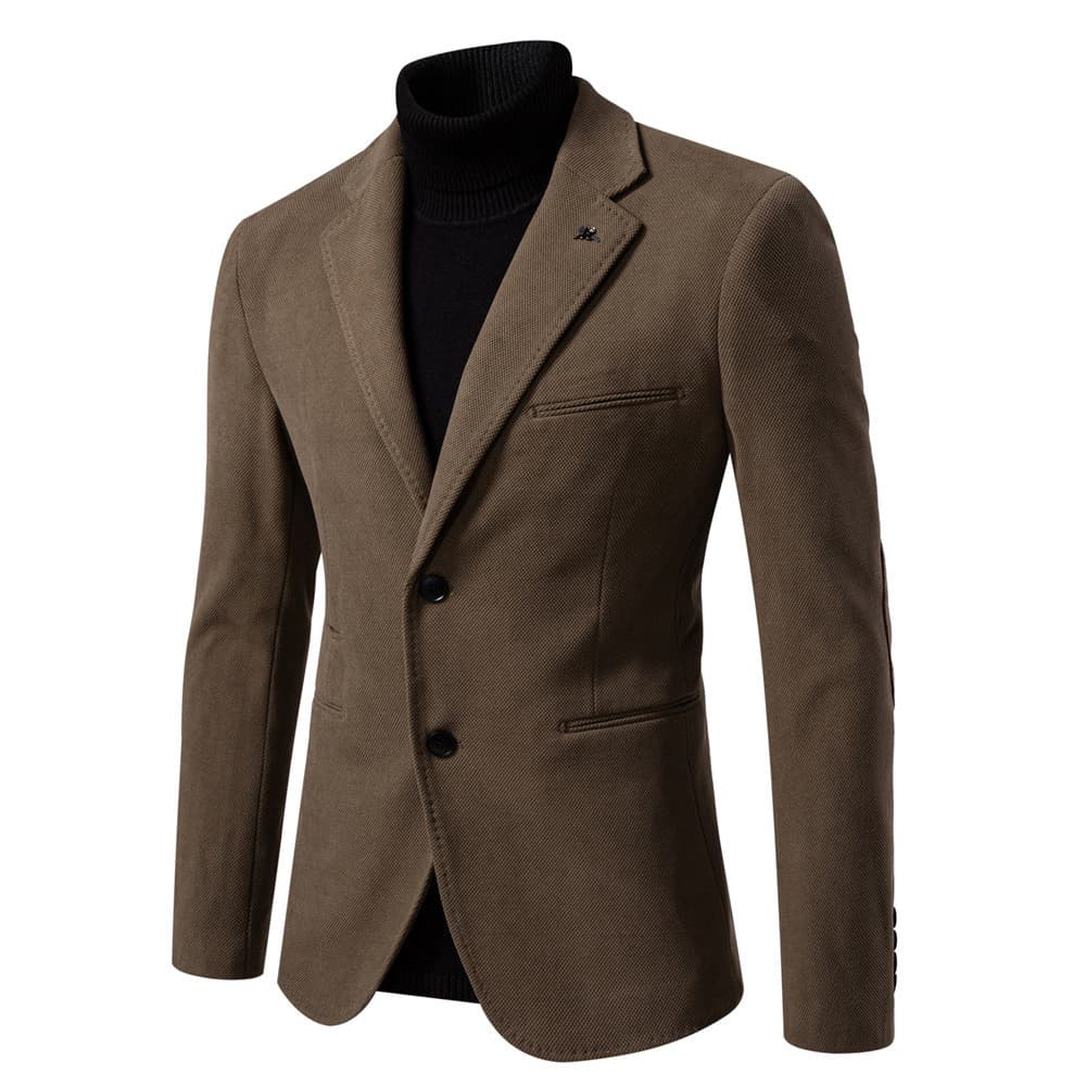 Blazer Masculino Fino Ajuste Único Breasted Dois Botões Entalhado Lapela Terno Jaqueta Casual Negócios Formal Casaco Luz