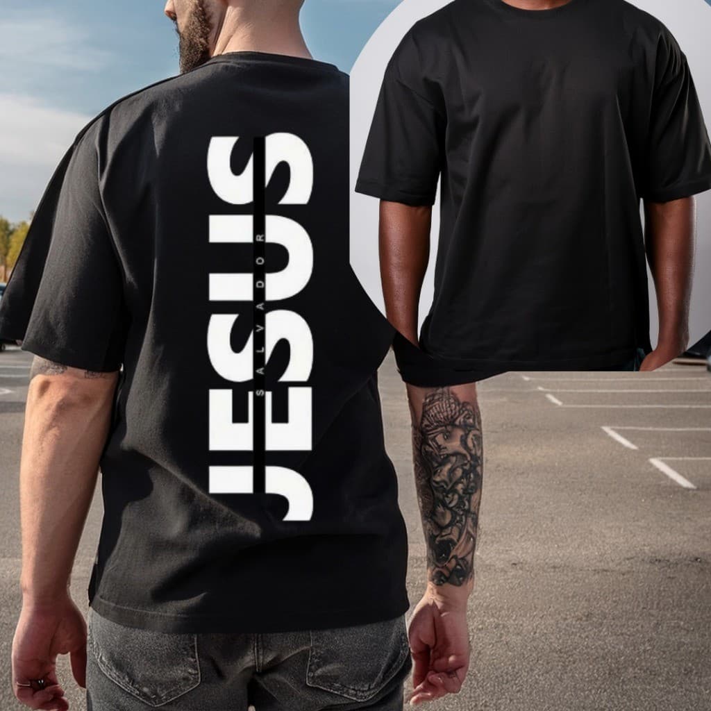 Camiseta Camisa Oversized Em Algodão Estampada Jesus Fé Deus