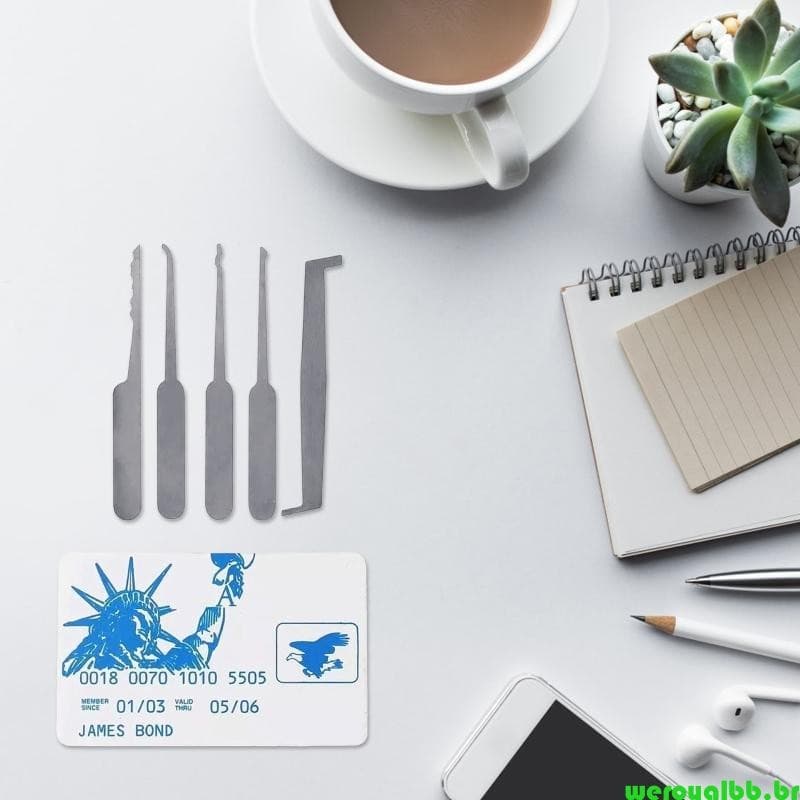 weroyalbb Serralheiro Ferramentas Manuais Suprimentos Kit Seleção Conjunto Cartão Lockpicking Bolsa