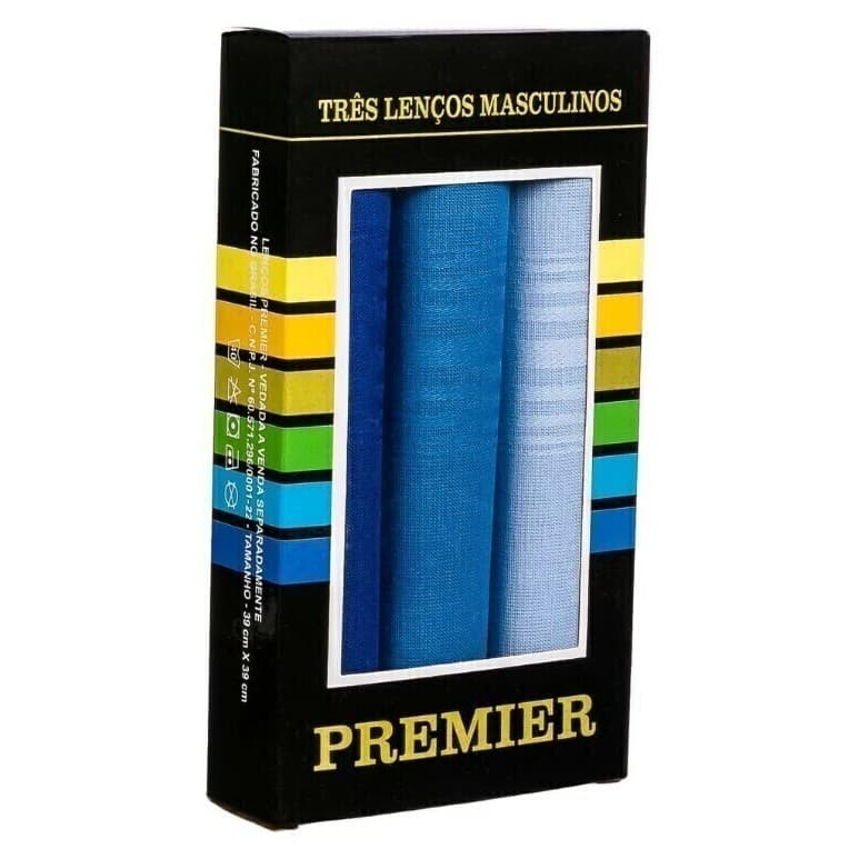 Lenço de Bolso algodão c/3 39X39 Premier 704