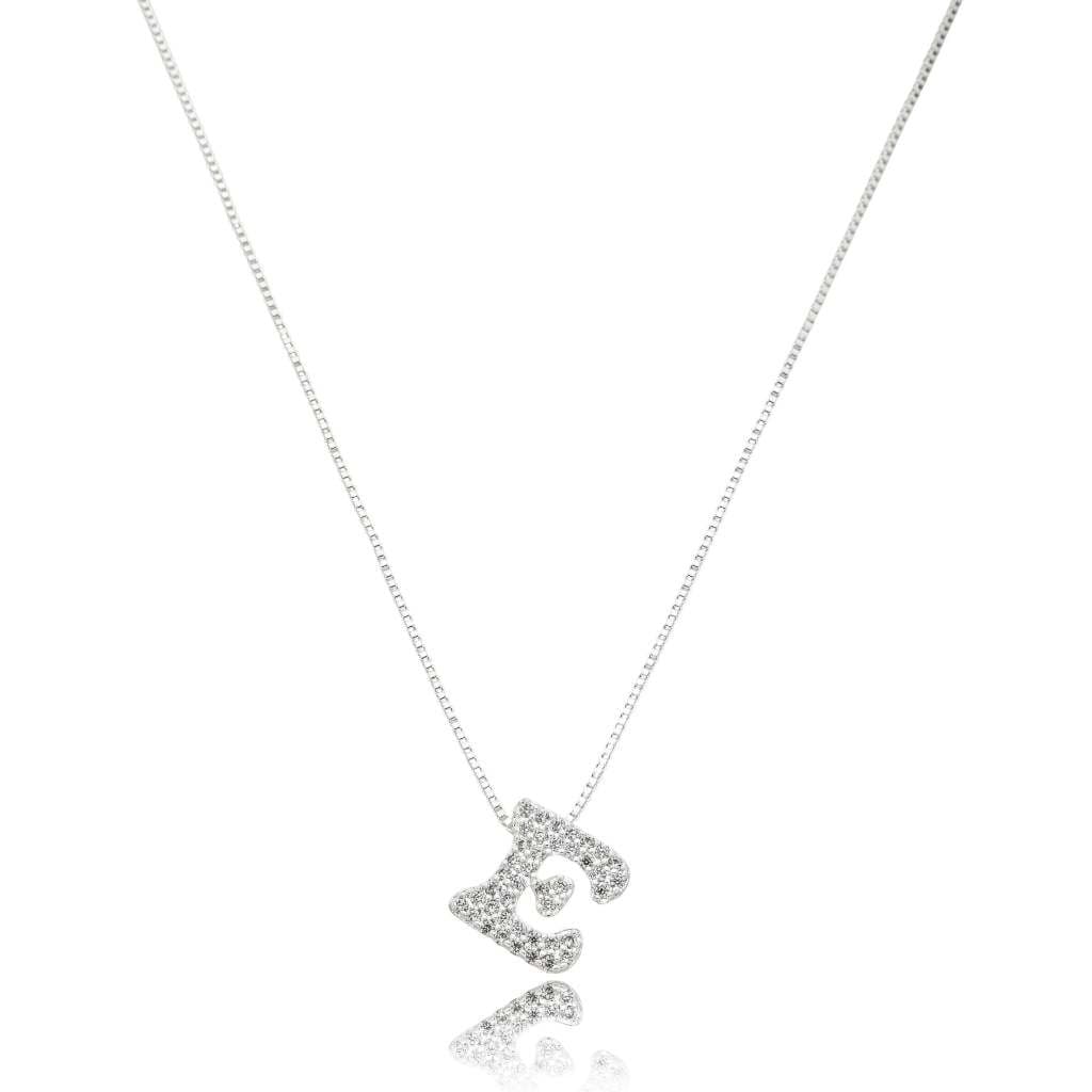Colar Letra Inicial Cravejada Zircônia Folheado Prata 925 Presente Joia Delicada Acessório Feminino