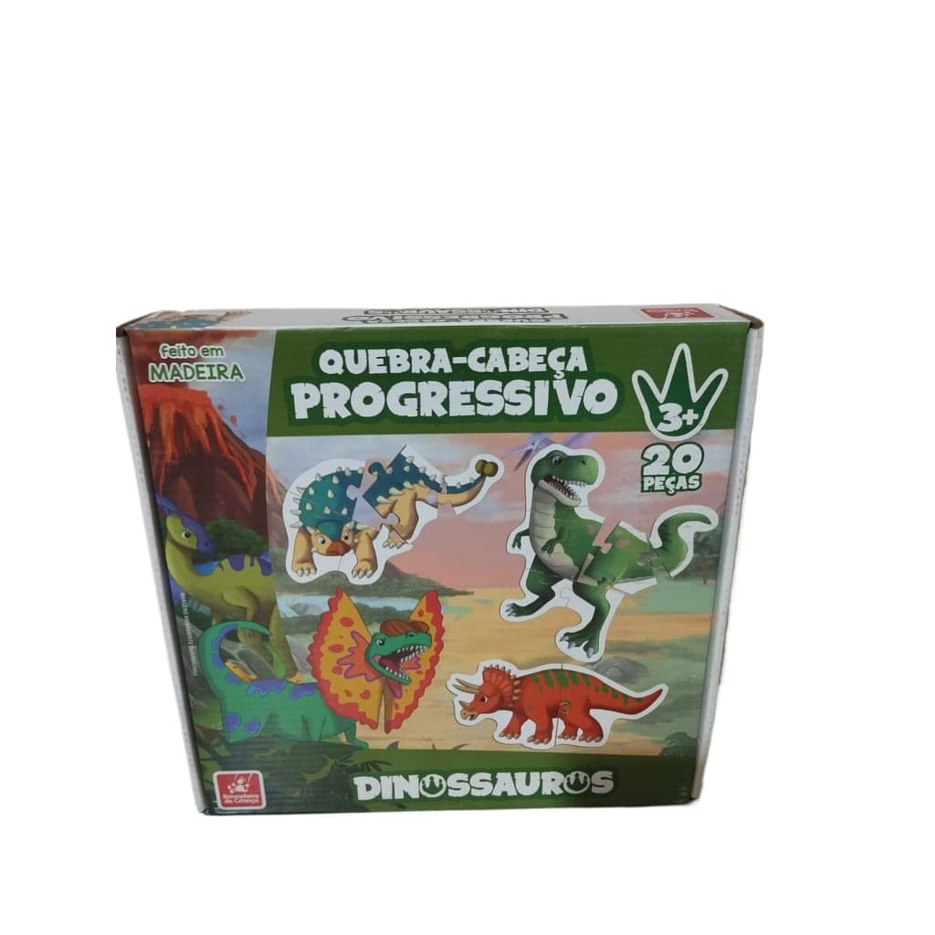 🧩 Quebra-Cabeça Progressivo Dinossauros 20 Peças – Educativo e Divertido! 👑✨