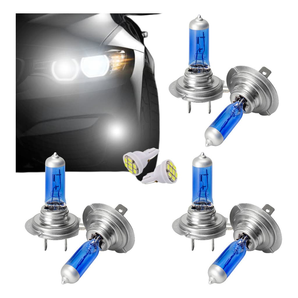 Kit 6 Lampadas H7 Farol Alto H7 Baixo H11 Milha Super Branca