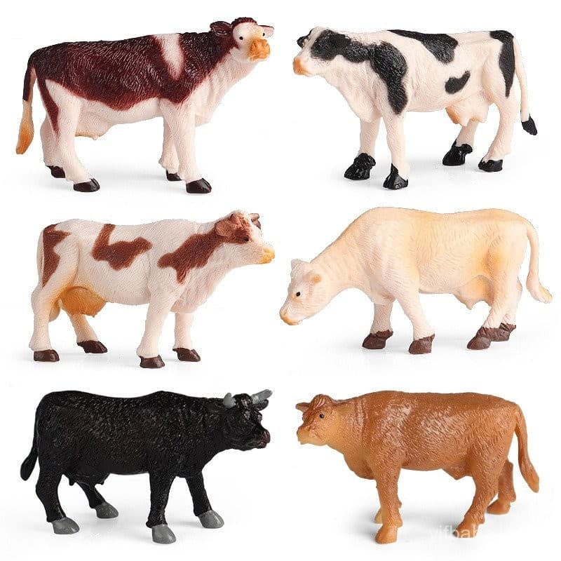 Conjunto de Simulação Modelo Mini Vaca Gato Peixe Quebra-Cabeça Cognitivo Infantil Brinquedo de Decoração de Bolo Animal