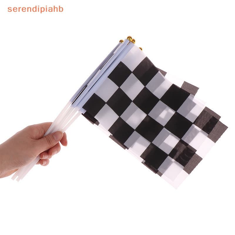 [serendipiahb] 10Pcs Bandeira Quadrada Preta E Branca De Corrida Carro