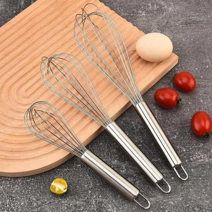 Batedor de Claras Fouet Inox Silicone Fue Fuê Foue Batedor para Bolo Massas Confeitaria