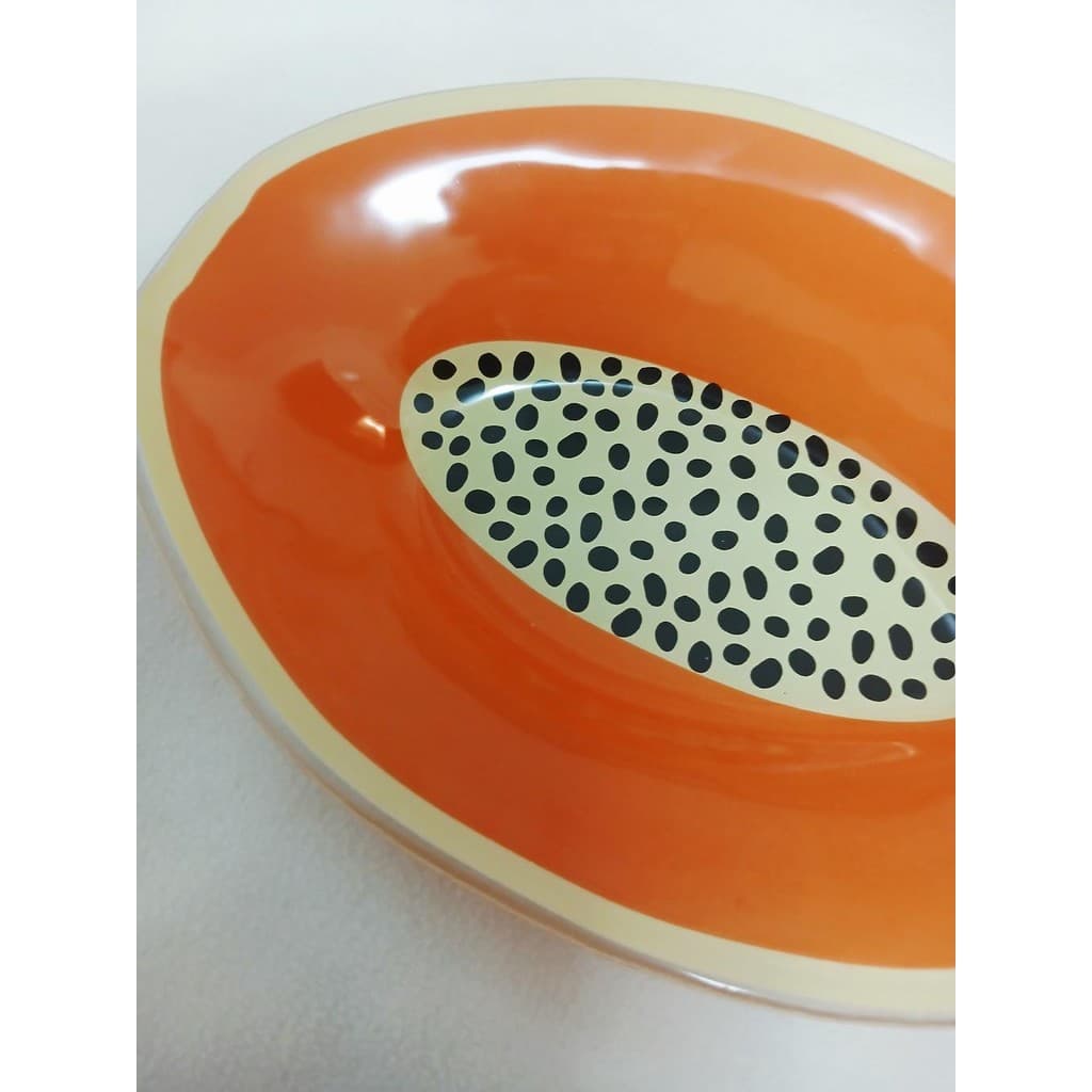 Tigela Estampa Mamão Bowl de Vidro Oval Mesa Posta