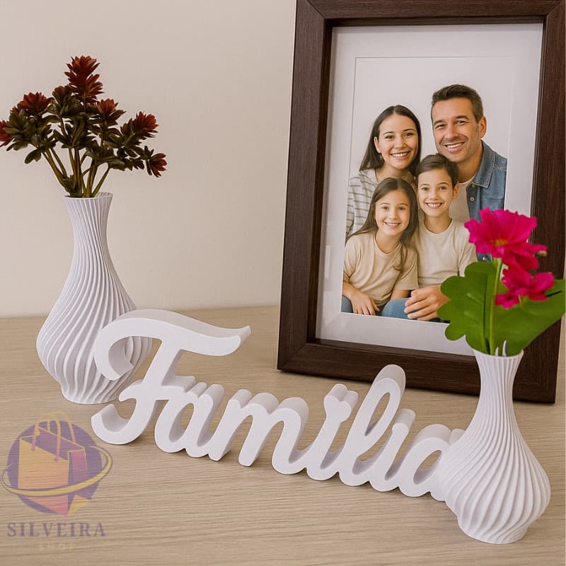 Decoração para Sala Mesa Enfeite Palavra Família