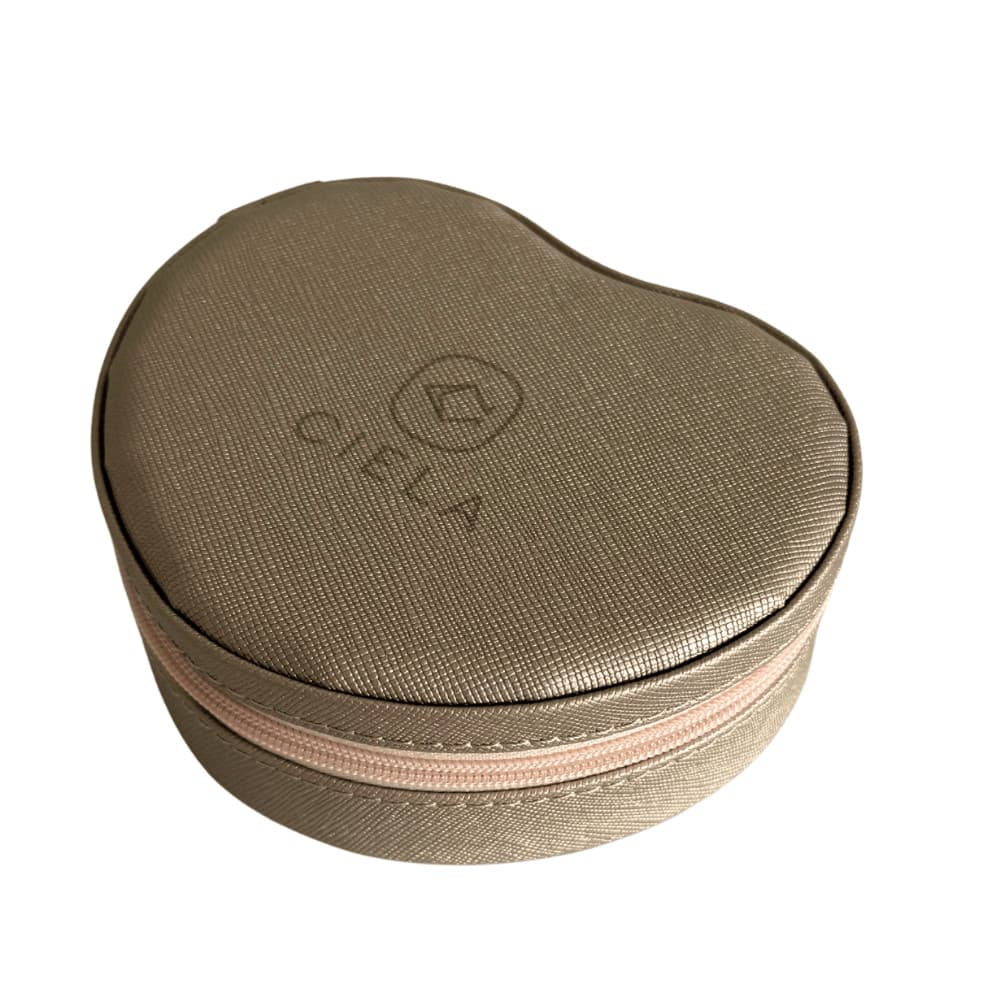 Porta-joias Amour Dourado em Formato de Coração com Espelho - Ciela 10x12x4,2 cm