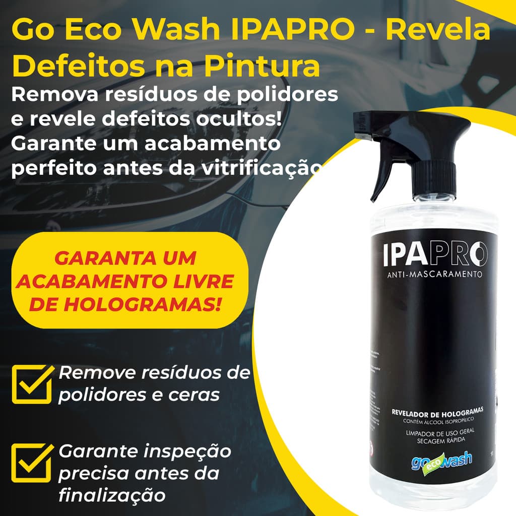 Go Eco Wash IPAPRO 1L Revelador de Hologramas com Alta Precisão e Evaporação Rápida para Inspeção