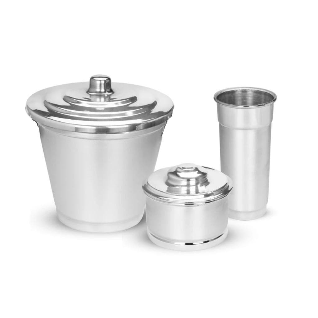 Kit Pia Limpeza Alumínio c/ 3 Peças para Cozinha Aluminio Fosco sem suporte