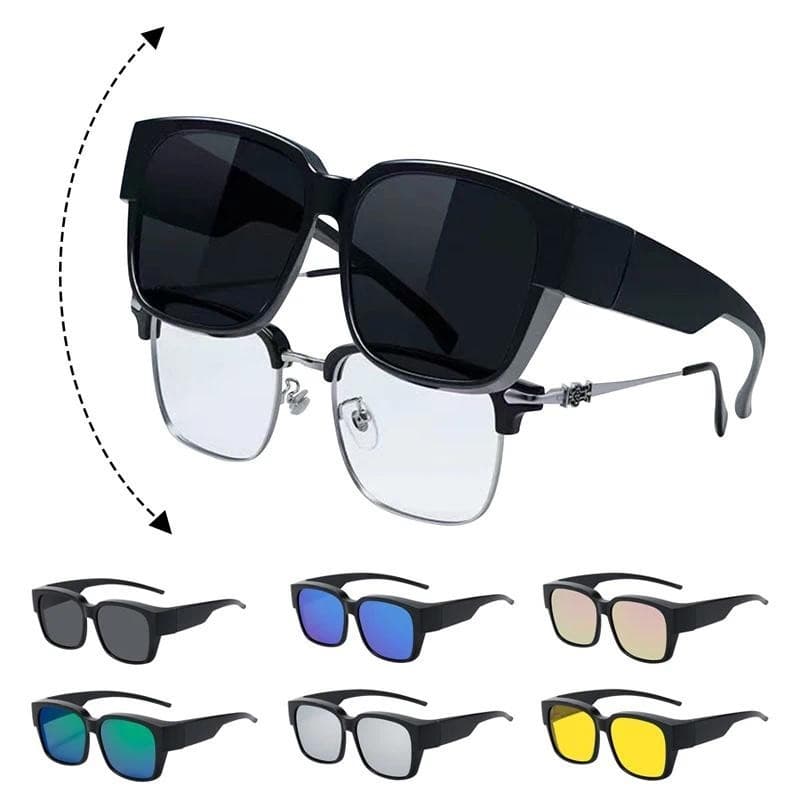 Óculos de Sol Polarizados Portáteis e Elegantes para Usar Sobre Óculos de Grau, para Pesca e Condução, para Homens e Mul