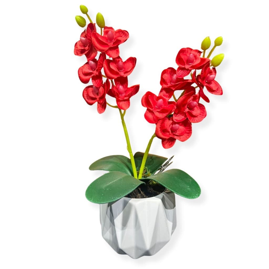 Arranjo de Orquidea com Vaso de Cerâmica Origami Decoração