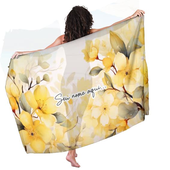 Canga Saida de Praia com nome personalizado 90x140cm